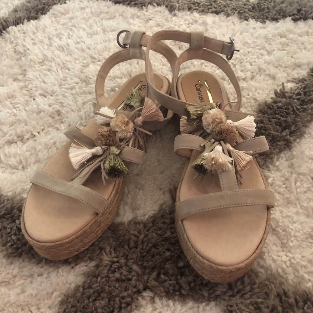 Platform Fringe Tassel Sandals Size 7